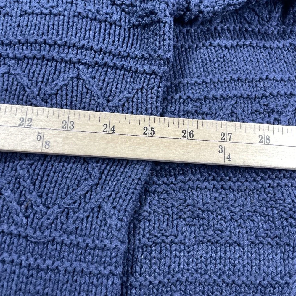 Vintage Polo Ralph Lauren Hand Knit Cotton Turtleneck Sweater Navy XL 90s RARE
